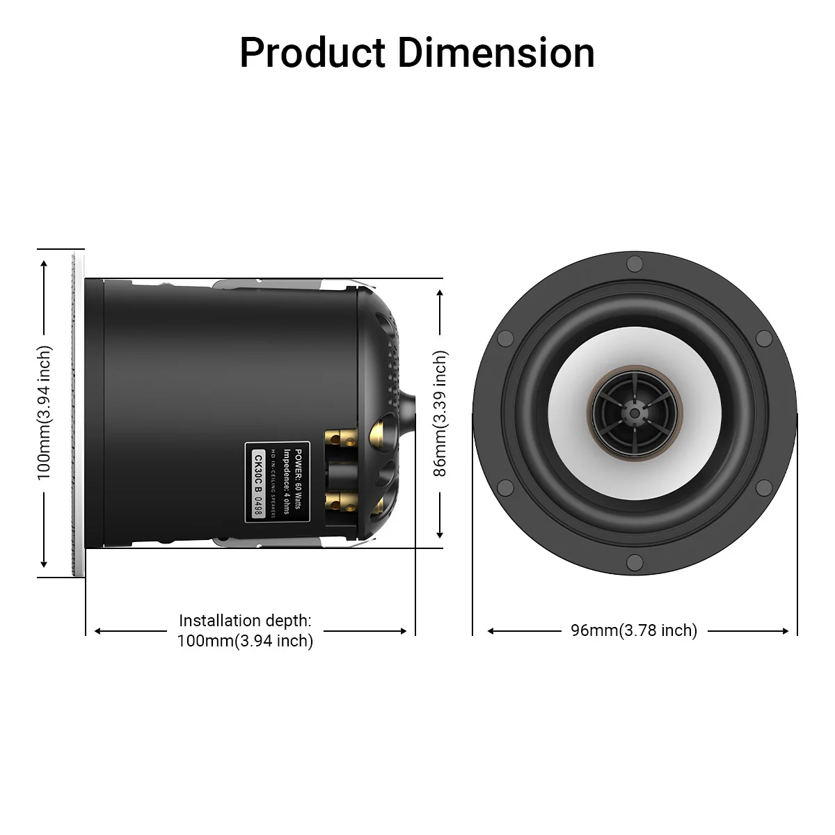 CK30C 3" 60W Coaxial HD In-ceiling Speaker - Image 4